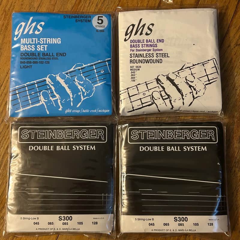 Steinberger & GHS 5 string double ball headless bass string sets (all 4 sets) 90s - stainless image 1