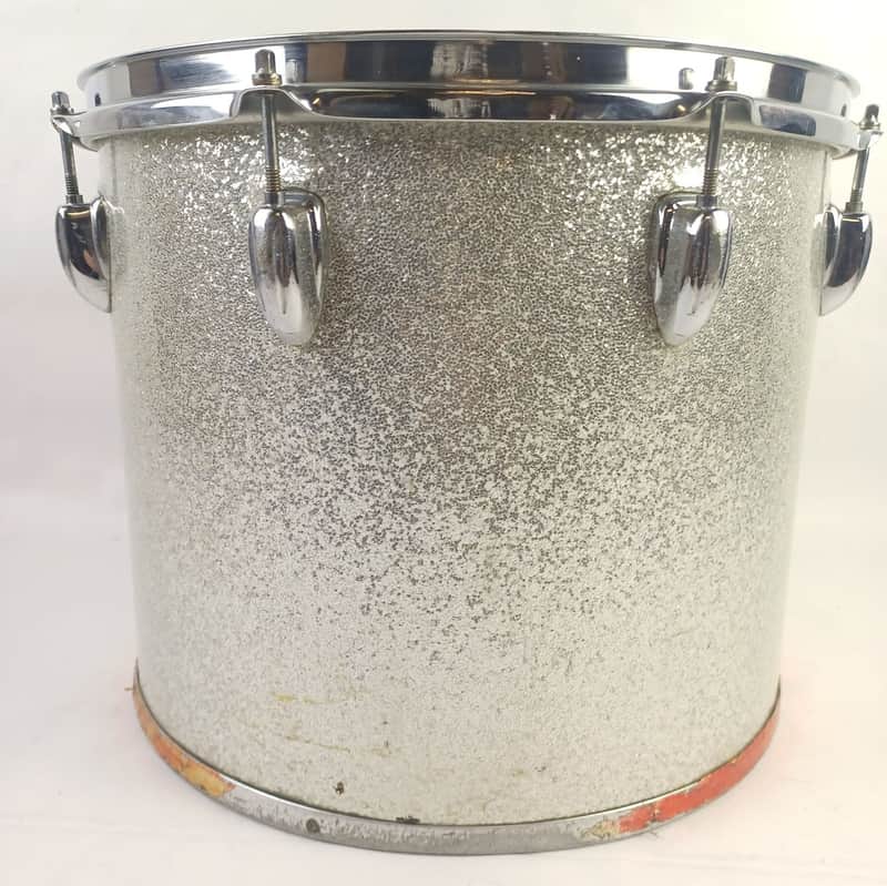 *Slingerland 12x14" 3Ply Silver Sparkle Wrap Concert Tom Drum 70s Marching Quad image 1