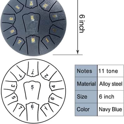 Steel Tongue Drum 6 Inches 11 Notes D Major Steel Drums Rain Chimes for Outside Percussion Instrument with Drum Mallets and Carry Bag image 2
