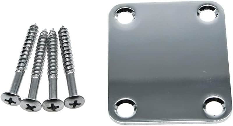 4-Bolt Electric Guitar Replacement Neckplate Bass Metal Neck Plate with Screws for FD Strat Tele or Basses Chrome image 1