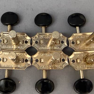 Kluson Double Line Lap Steel Tuner set 1960's Nickel w/ Black Buttons image 2