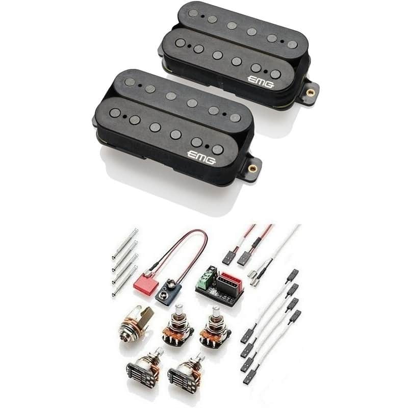 EMG Jim Root JR Daemonum Black Active Humbucker Guitar Pickup Set Standard Spaced Short Shaft Pots image 1