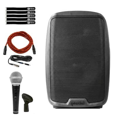 Gemini AS-2112BT 12" Active/Powered Portable DJ PA Party Speaker w Cover Mic Pack image 1
