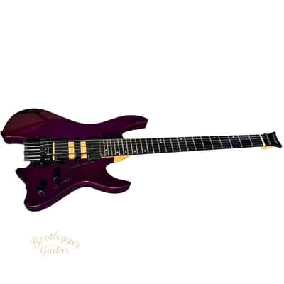 Bootlegger Guitar Gen 2 Absinthe Headless Tremolo Deep Purple Clear Gloss EMG Coil Split Case image 4