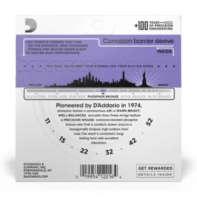 D'Addario EJ26 Phosphor Bronze Acoustic Guitar Strings, Custom Light, 11-52 image 2