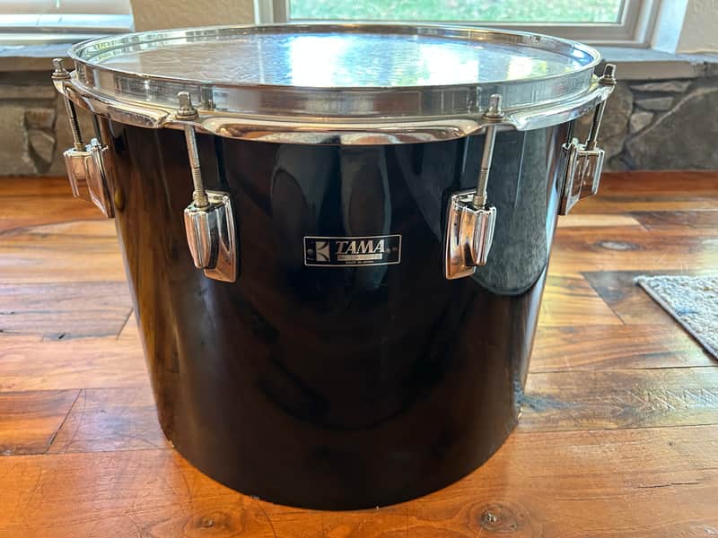Vintage 1980s Tama Imperialstar 11 x 15 Drum Concert Tom OG Jet Black Wrap image 1