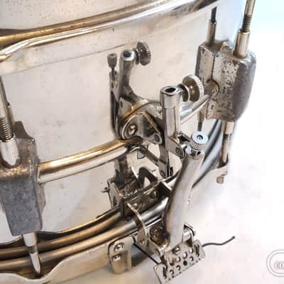 Leedy 1930's Nickel Brass Snare drum "Broadway Parallel" 14"×6.5" 1930's image 3