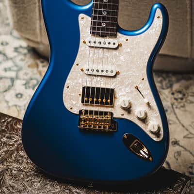 Don Grosh 30th Anniversary Limited Edition NOS Retro SSH-Lake Placid Blue w/Highly Figured 5A Roasted Birdseye Maple Neck, Indian Rosewood Fingerboard & Gold Hardware image 1