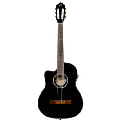 Ortega RCE145LBK Family Series Pro Solid Spruce Top Mahogany Neck Cutaway Nylon 6-String Classical Acoustic-Electric Guitar w/Gig Bag For Left Hand Player image 4