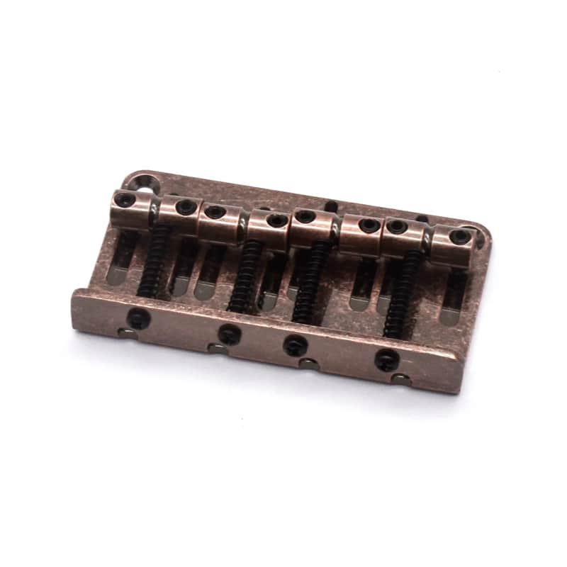 AxLabs Vintage Style Bass Bridge - 4-Screw, 4-String, String-Through-Top - Antique Bronze image 1