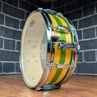 Ddrum D2 5"x14" Snare Drum – 8‑Lug – Remastered Natural/Green Metallic Strips – Punchy Student/Practice Snare with Custom Visual Flair image 2