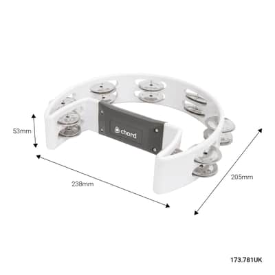 Chord Tambourine Single D Half Moon Hand Percussion Instrument WHITE image 2