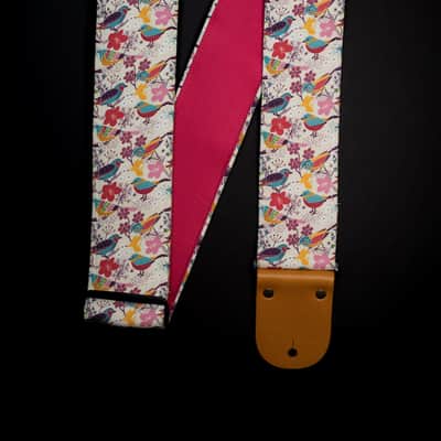 Mr.Strapsky Birds Guitar/Bass Strap (Light Claret), Leather Ends image 3