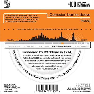 D'Addario EJ15 Extra Light Phosphor Bronze Acoustic Strings 10-47 image 2