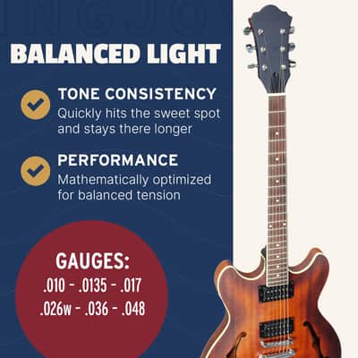 Stringjoy Signatures Balanced Light Gauge (10-48) Nickel Wound Electric Guitar Strings image 3