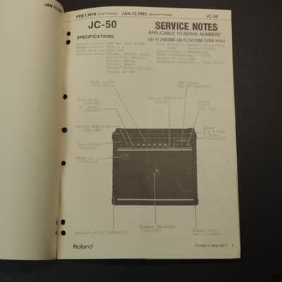 Roland JC-50 Service Notes [Three Wave Music] image 2