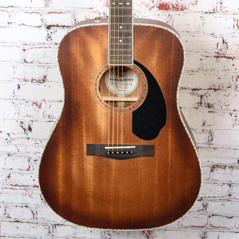 Fender - Paramount PD-220E Dreadnought Acoustic/Electric Solid Mahogany Aged Congac Burst w/ Hardshell Case - USED image 1