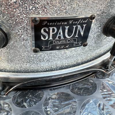 Spaun 5x14 Custom Maple Snare Drum – Silver Sparkle, Black Nickel Hardware, USA Made image 2