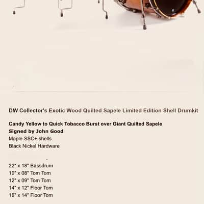 DW Collector‘s Exotic Quilted Sapeli SSC Standard Drum Kit 2021 image 2