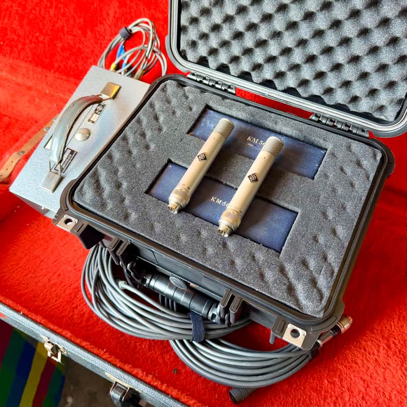 PAIR! -Neumann KM56 tube microphone c 1956 - Nickel original vintage image 1