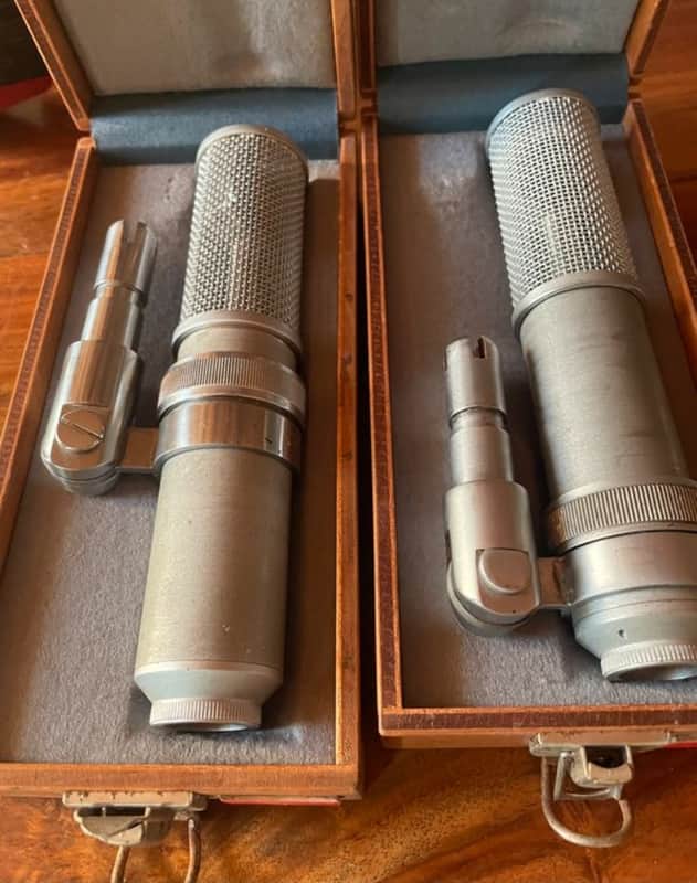 NRU MO-432 condenser microphone pair vintage 1962 - Silver image 1