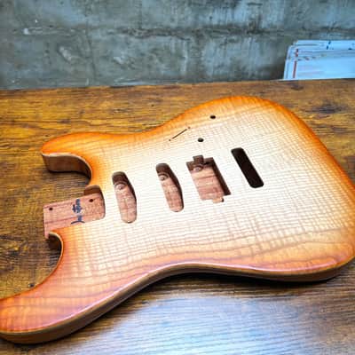 Warmtone CG Hss Strat Style Guitar Body Flamed Maple “Sunset” 3.7lbs image 6