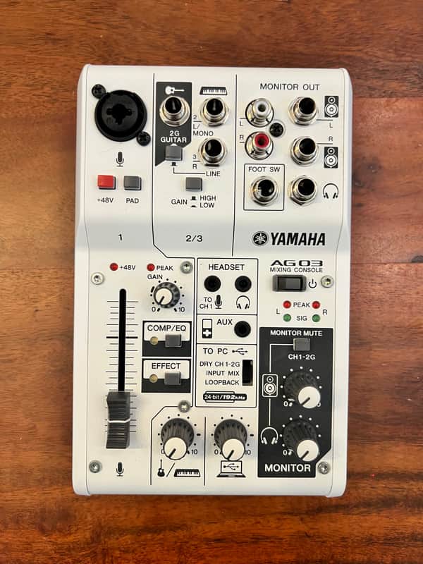 Yamaha AG03 MKII 3 Channel Analog Mixer 2022 - Present - White image 1