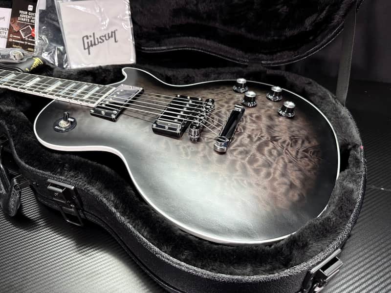 2026 Gibson Mark Morton Les Paul Modern Quilt - Translucent Ebony Burst Satin - 8 Lbs 1.1 oz image 1