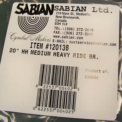 Sabian HH 20" Medium Heavy Ride Cymbal/Model # 12013B/Brand New image 6
