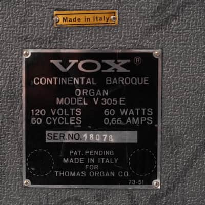 Vox V305 Continental Baroque Keyboard w/ Case #59085 image 23