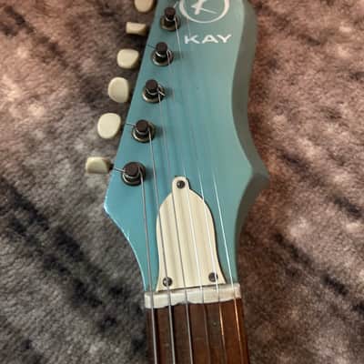 1960s Kay K311 Vanguard Electric Guitar - Teal / Pale Blue image 6