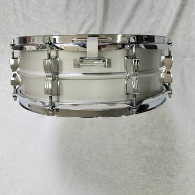 Ludwig No. 404 Acrolite 5x14" 8-Lug Aluminum Snare Drum with Pointed Blue/Olive Badge 1969 - 1979 - Matte Aluminum image 4
