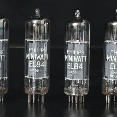 4×1950’s Philips Miniwatt EL84 Top Ring Getter Made in Holland Amplitrex Tested image 3