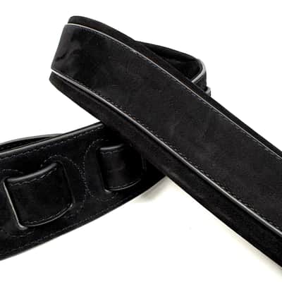 Walker & Williams NL-04-BLK New Black on Black "Skinny" 2" Super Soft Full Grain Nubuck Leather Strap image 4