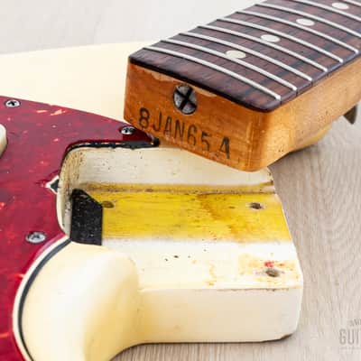 1965 Fender Mustang Vintage Offset Guitar Olympic White w/ Case image 16