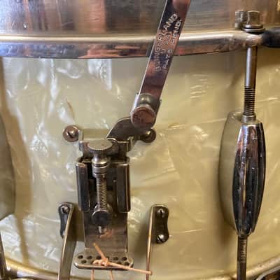 Slingerland - 1930s, 6.5x14" Gene Krupa No. 111, Radio King Snare Drum. White Marine Pearl image 8