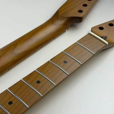 Custom Roasted Maple Wood Guitar Tele Style Neck, 22 Frets image 6