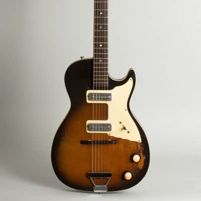 Harmony Stratotone Mars H-46 Thinline Hollow Body Electric Guitar, c. 1959, black hard shell case. image 1