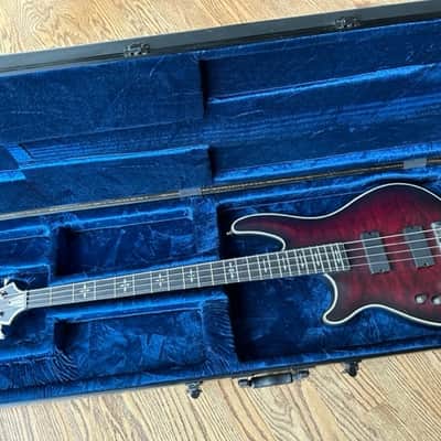 Schecter Hellraiser Extreme-4 Active 4-String Left Hand Bass 2010s - Crimson Red Burst Satin image 3