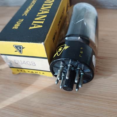 Rare 50's NOS NIB SYLVANIA 5U4GB  5U4 GB BLACK PLATE double SIDE O GETTER ! perfectly balanced and super STRONG.  NEW ! image 11