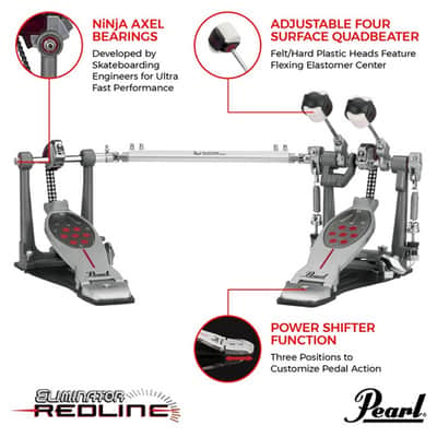 Pearl P-2052C Eliminator Redline Double Bass Drum Pedal – Brand New image 5