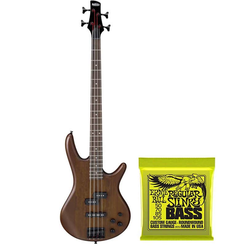 Ibanez GSR200B GIO 4-String Electric Bass Guitar (Walnut Flat Brown) + Ernie Ball Slinky Nickel Wound Electric Bass Strings image 1