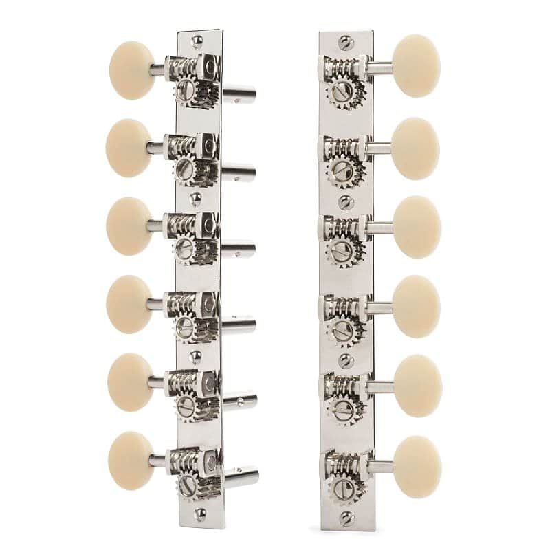 Golden Age Restoration Tuners for 12-String Slotted Peghead Guitar, Bright nickel with cream knobs image 1