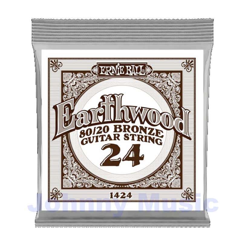.024" Earthwood 80/20 Bronze Wound Over Brass-Plated High-Carbon Steel Hex-Core Acoustic Guitar Single String image 1