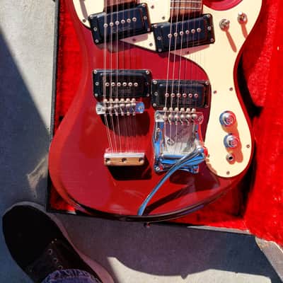 Mosrite Joe Maphis Double Neck Ohsc 1960s Dark Cherry Red image 4
