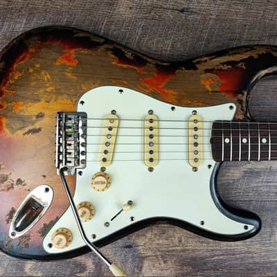 MyDream Partcaster Custom Built - Heavy Relic Sunburst SRV A2 CBS image 3
