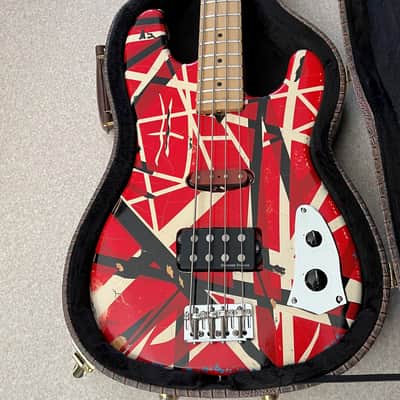 Custom made Frankenbass Wolfgang Van Halen Frankenstein Bass Musikraft Neck Frankenstrat - Red/White/Black image 3