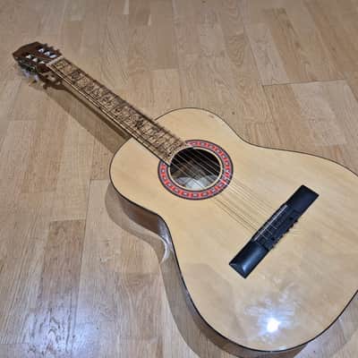Fretless 3/4 Sized Classical Guitar with Pyrography Neck image 1