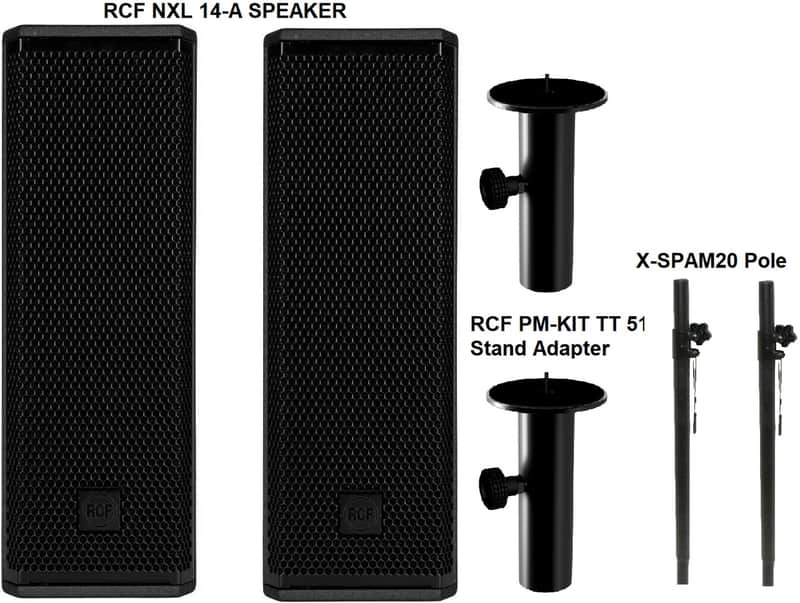 2x RCF NXL 14-A COMPACT 6" Active 2-Way Speakers 2100W+ +2x RCF PM-KIT TT 515 Stand Adapter + 2x ProX Poles image 1