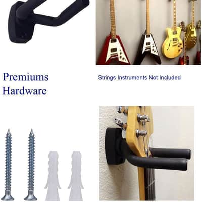 Guitar Mount Wall Hanger Stand Ukulele Wall Hook Keep Holder Mount Display 2 Pack with Guitar Picks Violin Wall Stand Mandolin Rack Bracket Bass Accessories Easy to Install(5 Pack Guitar Picks) image 3